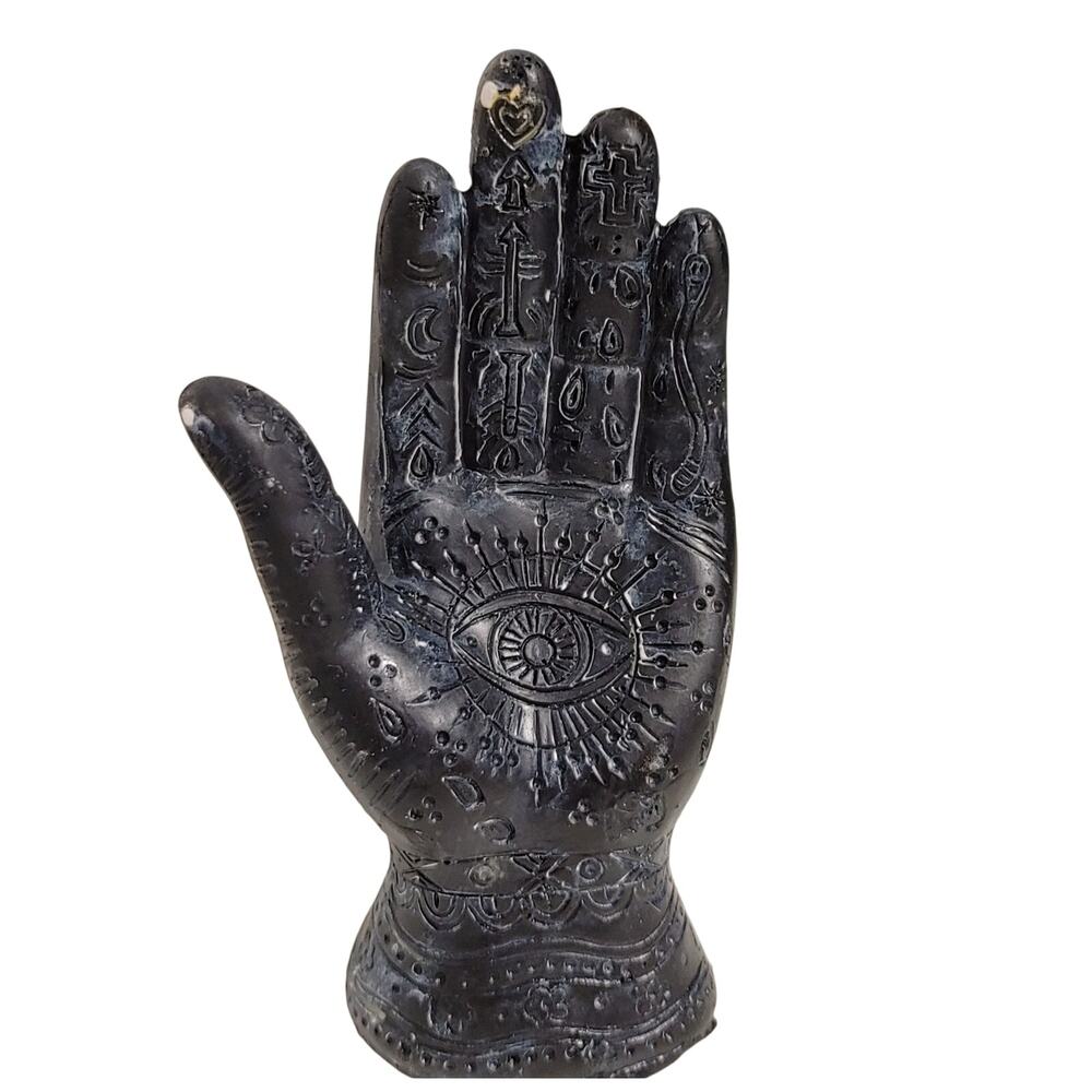 Evil Eye Hamsa Hand Fatima God Palmistry Decorative Statue Halloween Decor Black